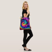 Kleurrijke psychedelische spiraalkunst draagtas (Op model)
