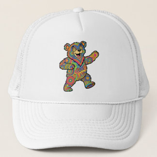 Kleurrijke Psychedelische Teddibeer Kunst Trucker Pet