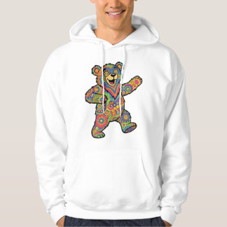 Kleurrijke Psychedelische Teddydbeer Kunst Hoodie