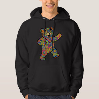 Kleurrijke Psychedelische Teddydbeer Kunst Hoodie