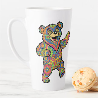 Kleurrijke Psychedelische Teddydbeer Kunst Latte Mok
