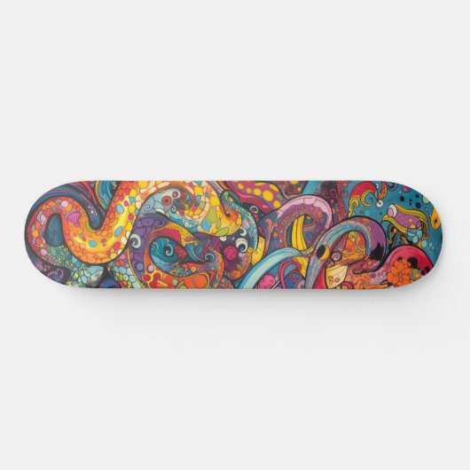 Kleurrijke psychedelische tentakels skateboard (Horizontaal)