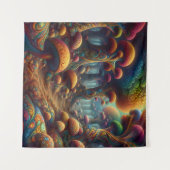 Kleurrijke Psychedelische Trippy Mushroom Wonderla Wandkleed (Voorkant (horizontaal))