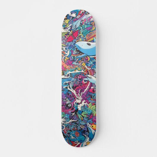 Kleurrijke psychedelische zeeen skateboard (Voorkant)