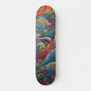 Kleurrijke psychedelische zeeen skateboard