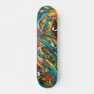Kleurrijke psychedelische zeeen skateboard