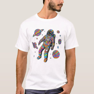 Kleurrijke Psychodelische Ruimtevaarder Ruimte Kun T-shirt