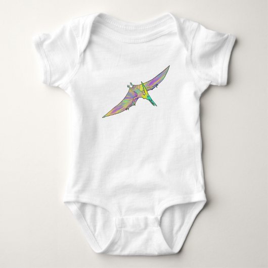 Kleurrijke Pterodactylus Schattige Baby Dinosaurus Romper (Voorkant)