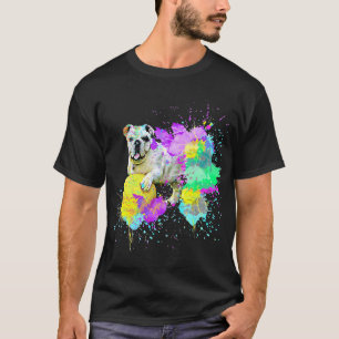 Kleurrijke Pug Met Vlekken Verf Klassiek 895 T-shirt