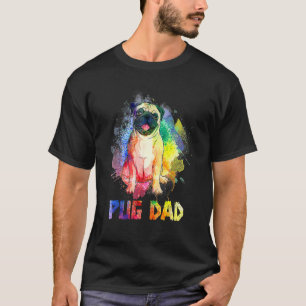 Kleurrijke Pug Vader Pug Hond Gelukkige Vaderdag T-shirt