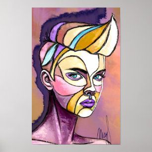 Kleurrijke Punk Vrouw Poster
