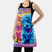 Kleurrijke Puppy Pair Art Schort (Insitu)