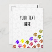 Kleurrijke Puppy Paw Prints en Botten Aangepaste t Briefkaart (Voorkant / Achterkant)
