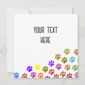 Kleurrijke Puppy Paw Prints met aangepaste tekst Kaart (Voorkant)