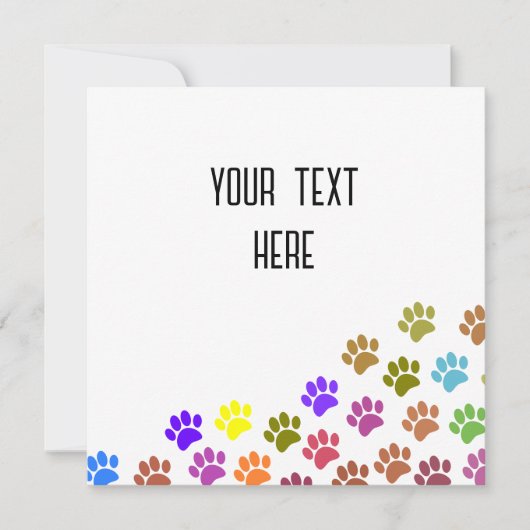 Kleurrijke Puppy Paw Prints met aangepaste tekst Kaart (Voorkant)
