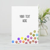 Kleurrijke Puppy Paw Prints met aangepaste tekst Kaart (Staand voorkant)