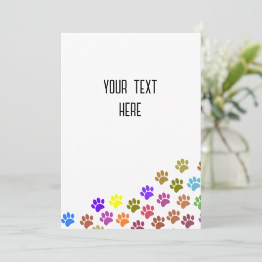 Kleurrijke Puppy Paw Prints met aangepaste tekst Kaart (Staand voorkant)