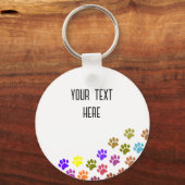 Kleurrijke Puppy Paw Prints met aangepaste tekst Sleutelhanger (Achterkant)