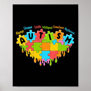 Kleurrijke Puzzel Hart Liefde Retro Autisme Bewust Poster