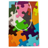 Kleurrijke puzzel medium cadeauzakje (Voorkant)