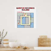 Kleurrijke Quantum Mechanics Building Poster (Keuken)