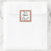 Kleurrijke quilt blokkeert rand art eet Pray Quilt Vierkante Sticker (Tas)