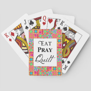Kleurrijke quiltblokken rand kunst eten bid quilt speelkaarten
