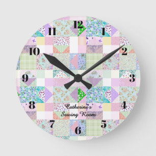 Kleurrijke quiltklok naaikamer quilt decoratie ronde klok
