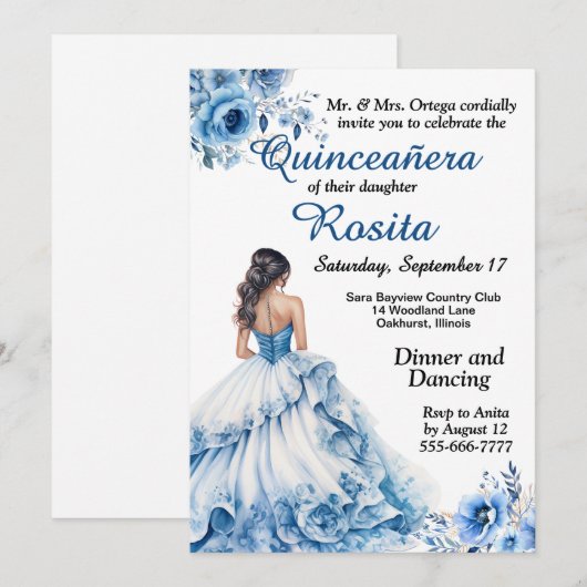 Kleurrijke Quinceanera uitnodiging (Voorkant / Achterkant)