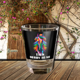 Kleurrijke Racehorse Talk Derby aan Mij Shot Glas