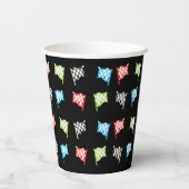 Kleurrijke Racing Vlaggen op Zwart Verjaardagsfees Papieren Bekers (Achterkant)