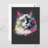 Kleurrijke Ragdoll kat Briefkaart (Voorkant / Achterkant)