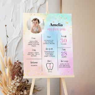 Kleurrijke Rainbow Birthday Photo Milestone Poster