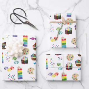 Kleurrijke Rainbow Cake Desserts & Sprinkles Patro Inpakpapier Vel