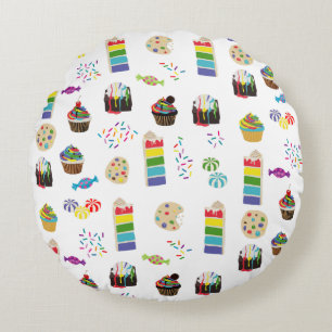 Kleurrijke Rainbow Cake Desserts & Sprinkles Patro Rond Kussen