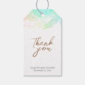 Kleurrijke Rainbow Clouds Baby shower dank u Cadeaulabel (Voorkant)