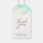 Kleurrijke Rainbow Clouds Baby shower dank u Cadeaulabel (Achterkant)