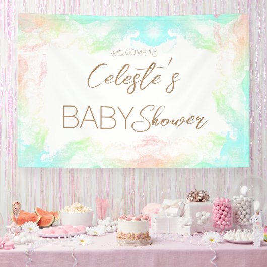 Kleurrijke Rainbow Clouds Baby shower Welkom Spandoek (Feest)