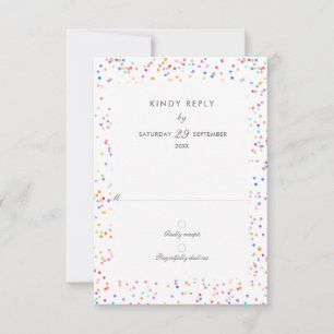 Kleurrijke Rainbow Confetti bruiloft RSVP Kaart