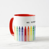 Kleurrijke Rainbow Crayons Leraar Waardering Mok (Voorkant links)