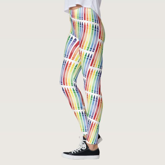 Kleurrijke Rainbow Crayons Patroon Leggings (Links)