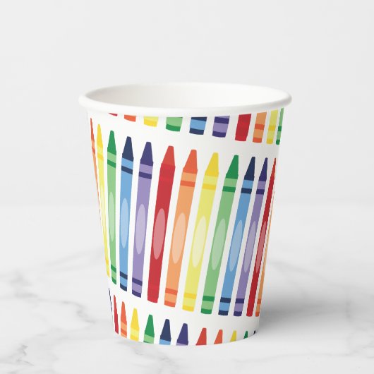 Kleurrijke Rainbow Crayons Patroon Papieren Bekers (Voorkant)
