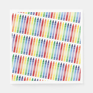 Kleurrijke Rainbow Crayons Patroon Servet