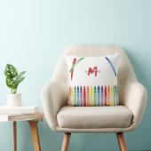 Kleurrijke Rainbow Crayons Schattige Monogram Kussen (Stoel)