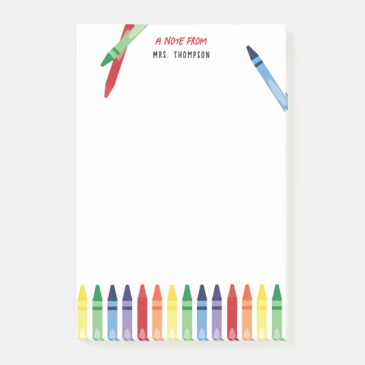 Kleurrijke Rainbow Crayons Schattigee Leraar Waard Post-it® Notes (Voorkant)