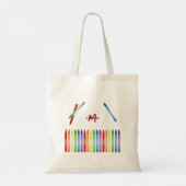 Kleurrijke Rainbow Crayons Schattigee Monogram Sch Tote Bag (Achterkant)