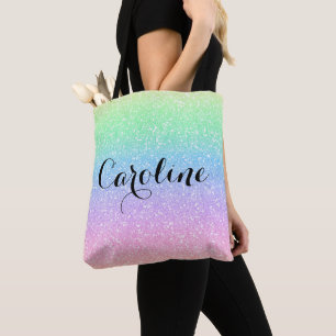 Kleurrijke Rainbow Eenhoorn Glitter Trendy Pattern Draagtas