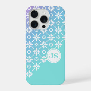 Kleurrijke Rainbow Flower Pattern Monogram Initial iPhone 15 Pro Hoesje