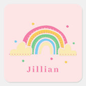 Kleurrijke Rainbow Girl's Name School Label (Voorkant)