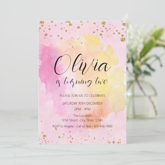 Kleurrijke Rainbow Gold Glitter Girl Verjaardagsfe Kaart (Staand voorkant)